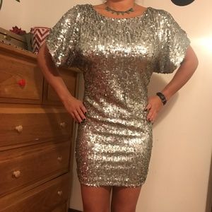 Fun silver sequins party dress, sz S